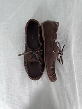 Vintage American Eagle Brown Leather Boat Shoes Size 7